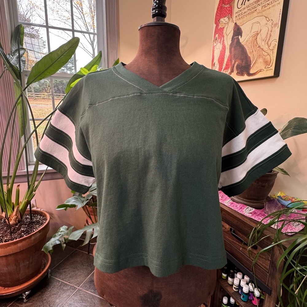 NWT Fashion Brand Company Forest Green Football Cropped Top